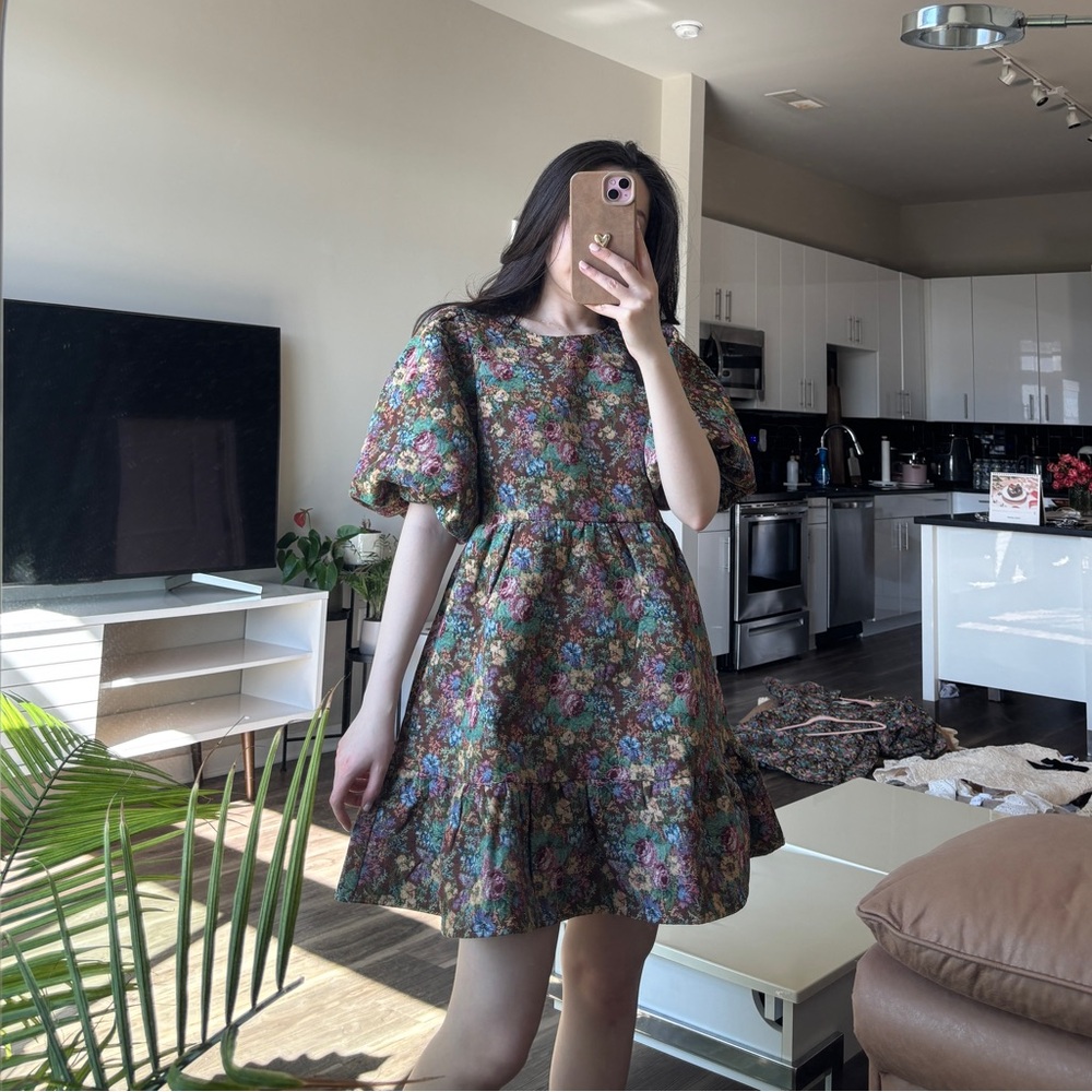 Elegant Floral Long Sleeve Dress